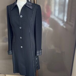 Alberto Makali Black Pinstripe Blazer Coat